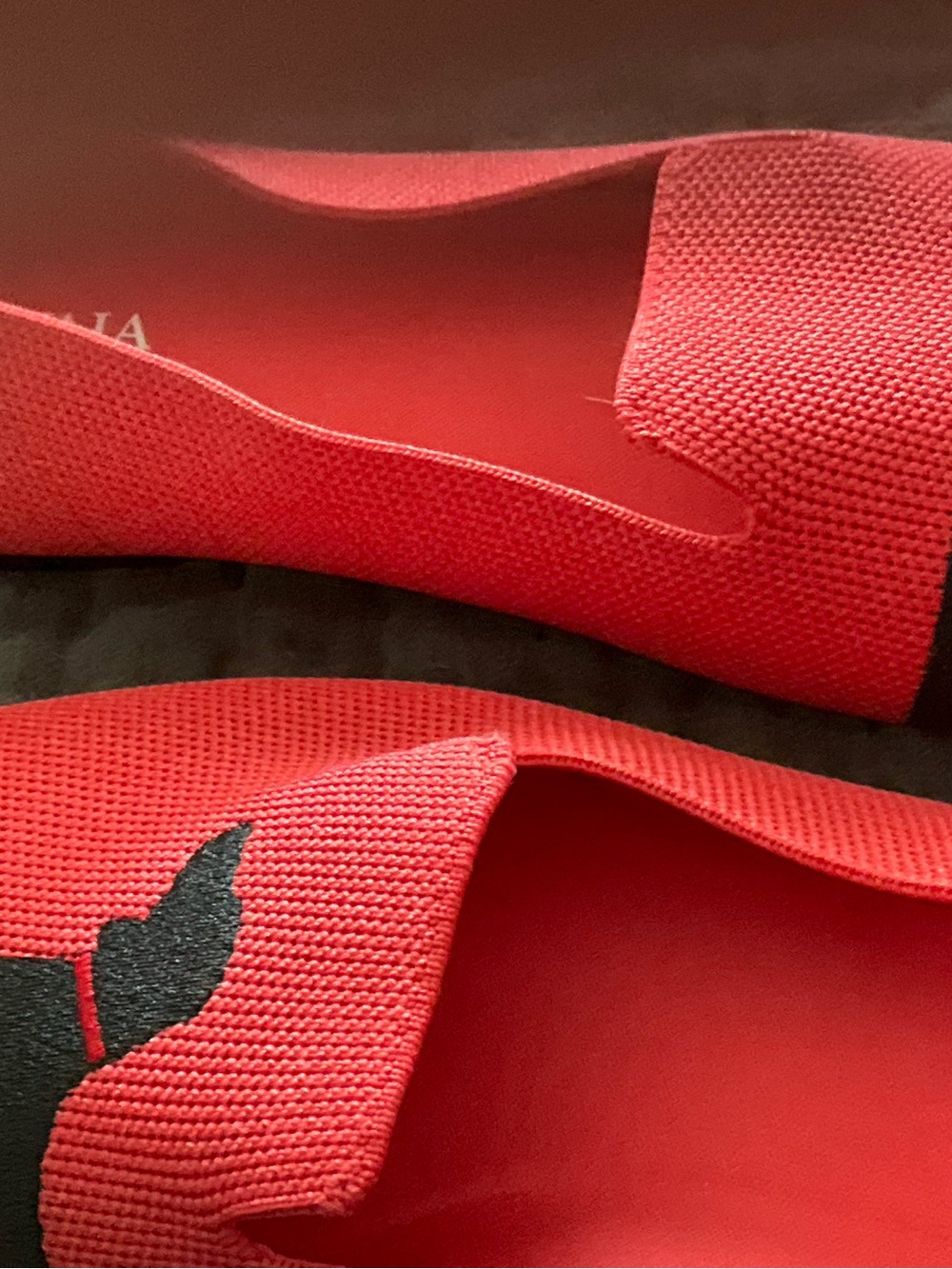 Viviana Red Knit Slip-On Flats with Black Dachshund Motif - Picture 5 of 5